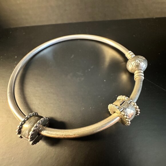 ✨ Sterling Silver Pandora Charm Bracelet – Classic Barrel Clasp w/ Two Spacers - Picture 3 of 3